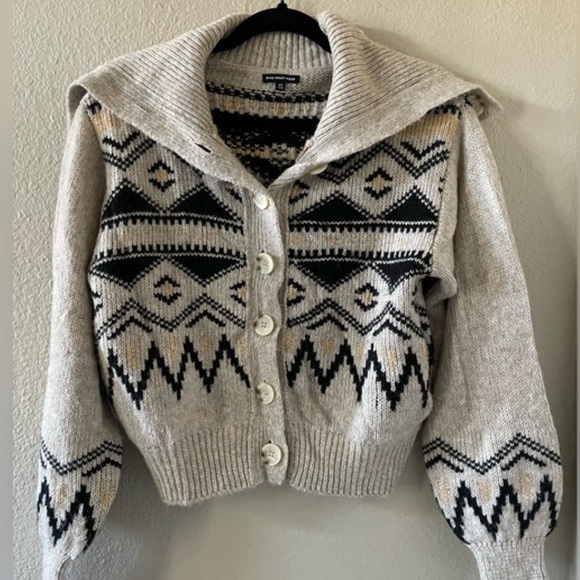 Who What Wear Sweaters - Who What Wear Fair Isle Balloon-sleeve, Crop Cardigan SZ L